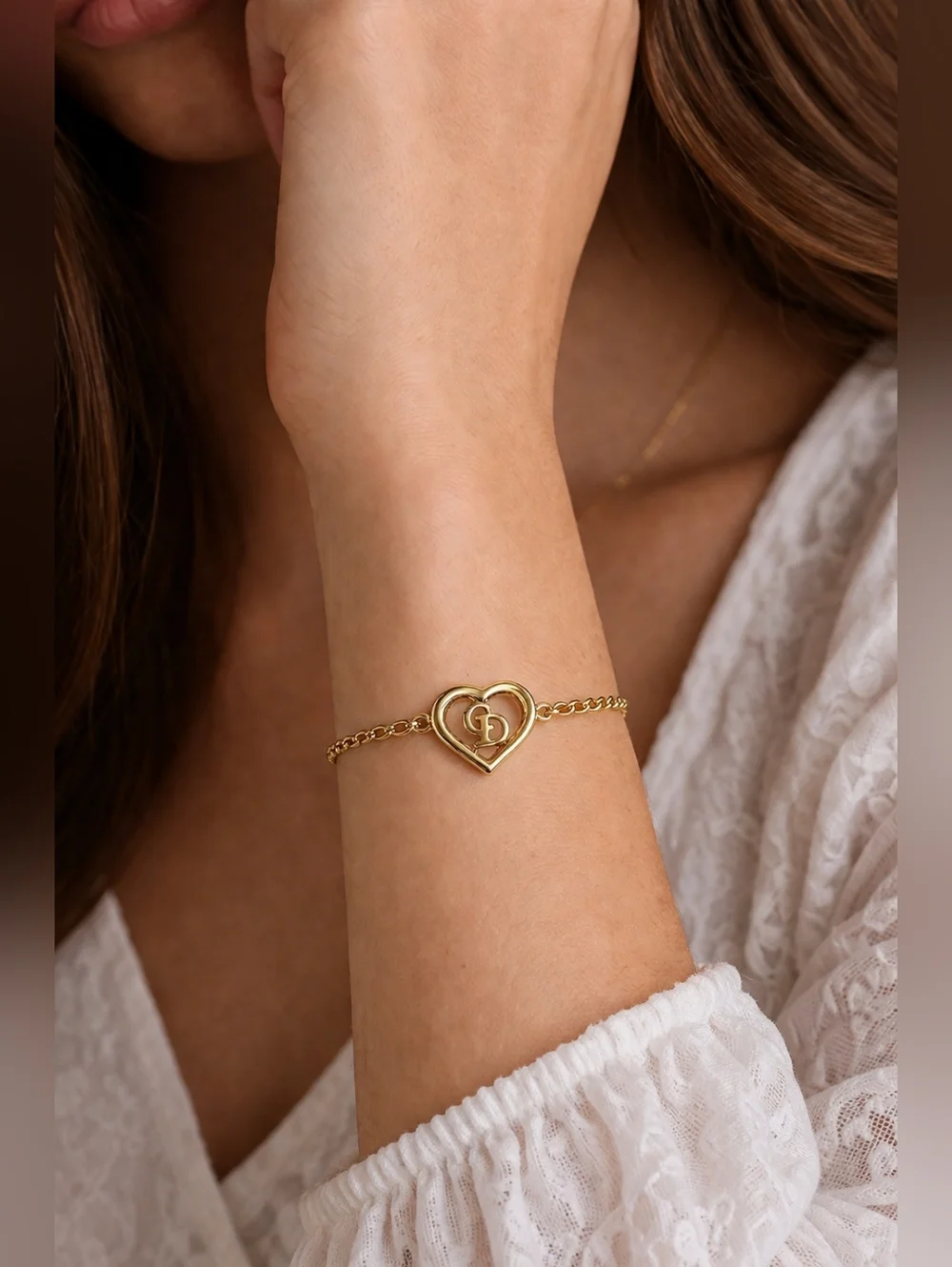 Christian Dior CD Logo Heart Charm Bracelet - Picture 2 of 5